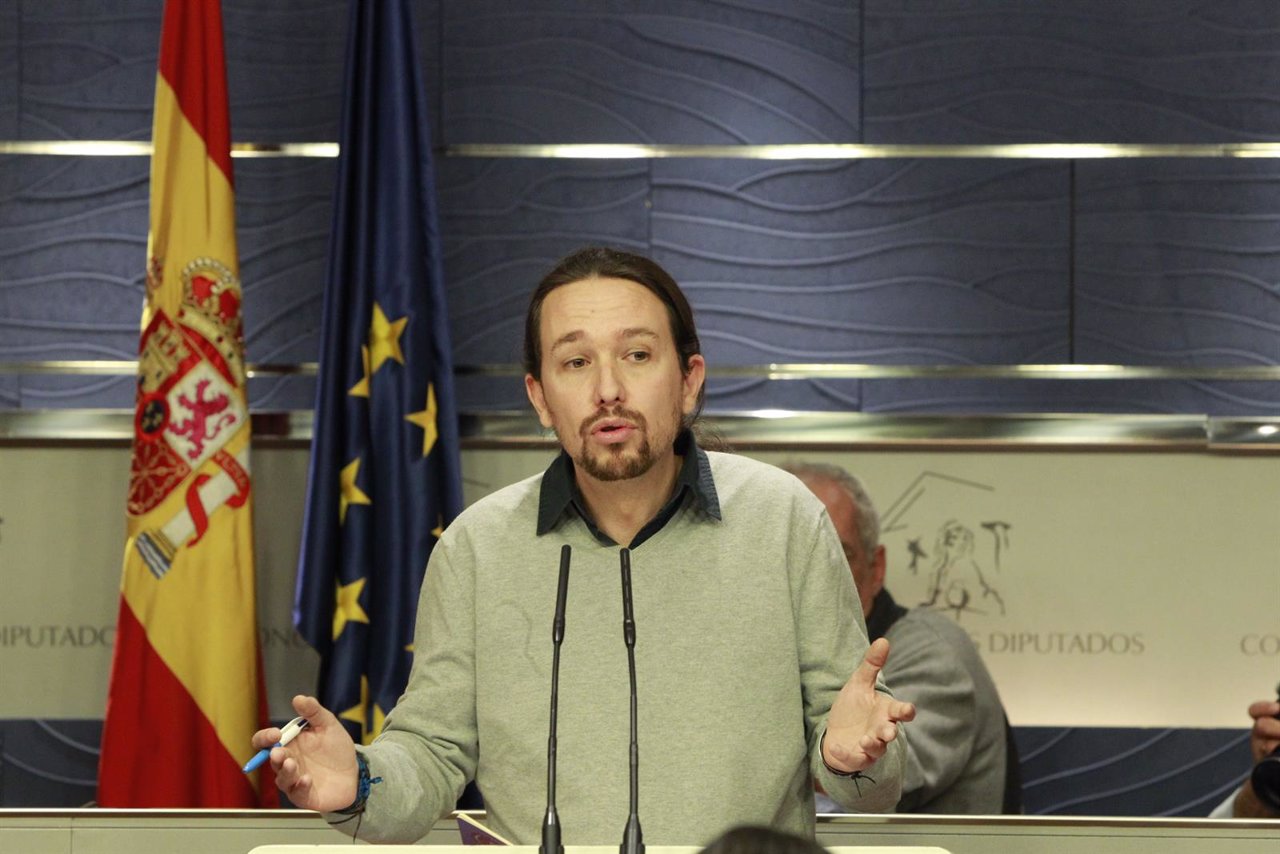 Rueda de prensa de Pablo Iglesias tras reunirse con Pedro Sánchez