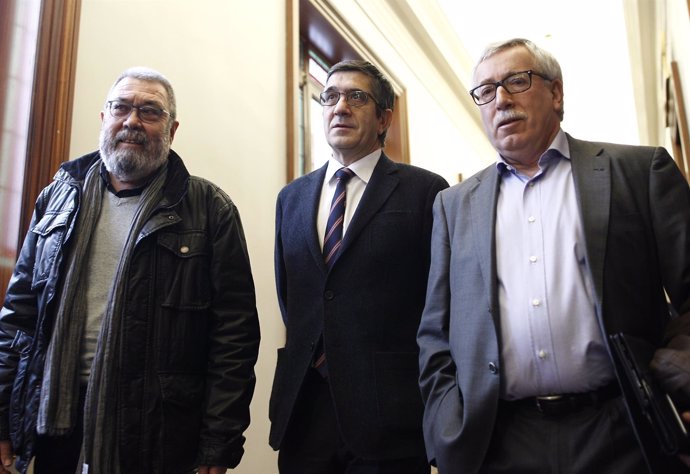 Patxi López se reúne con Ignacio Fernández Toxo y Cándido Méndez