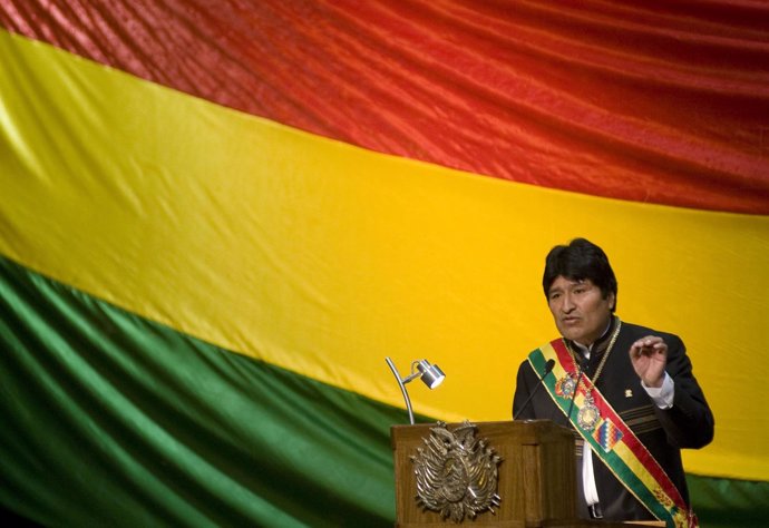 Bolivia's President Morales speaks during a ceremony to celebrate the nation's 1
