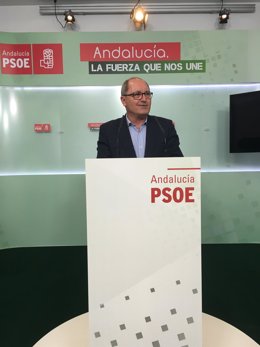 El secretario de Organización del PSOE-A, Juan Cornejo, en rueda de prensa