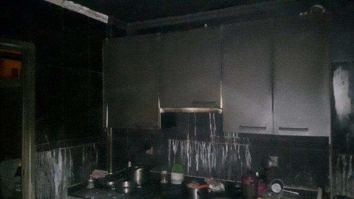 Estado en que quedó la cocina tras el incendio