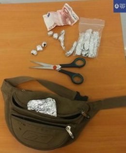 Riñonera que contenía marihuana