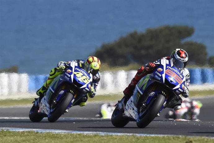 Valentino Rossi y Jorge Lorenzo en el GP de Australia 