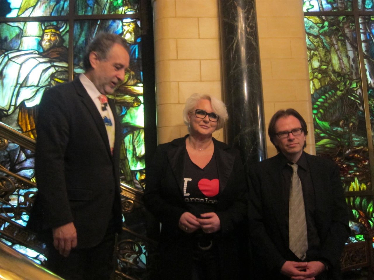 El dtor.Musical J.Pons, la soprano I.Theorin y O.Klöter en el Liceu