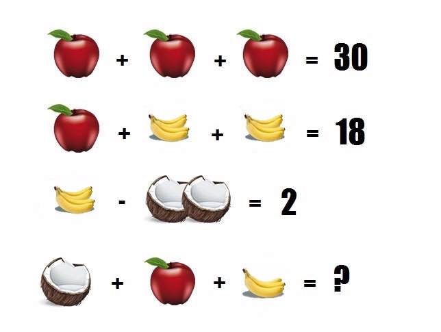 Problema matemático de frutas para niños