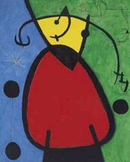 Femme et oiseaux dans la nuit de Miró