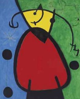 Femme et oiseaux dans la nuit de Miró
