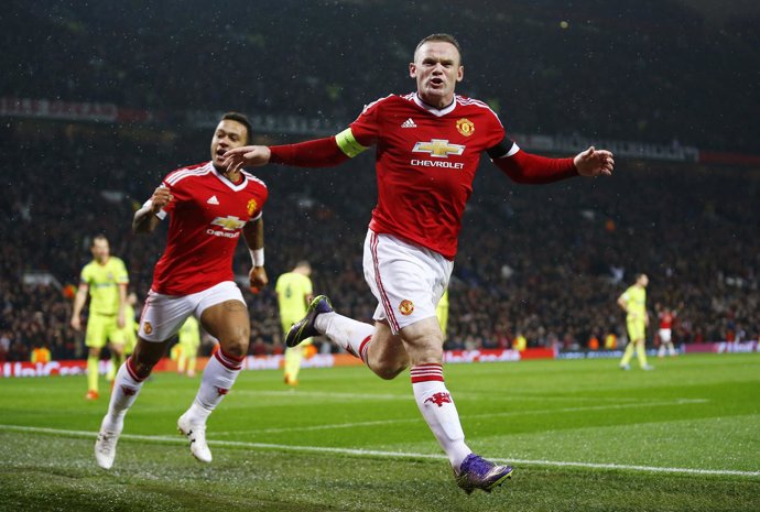 Wayne Rooney celebra un gol con el United en Champions