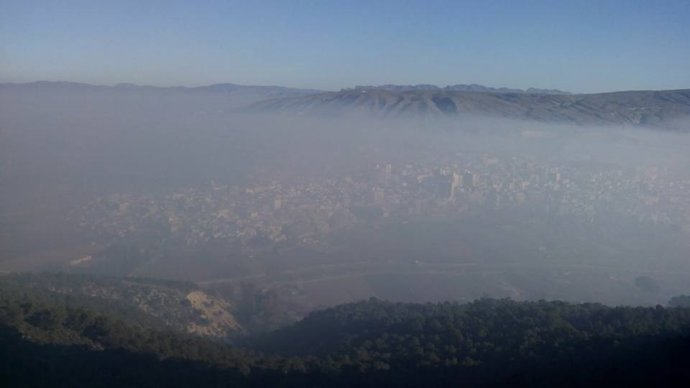 Imagen del humo generado por la quema de alpacas en Murcia