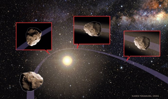 Impresión artística de alteración de ruta de un asteroide