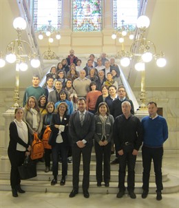 Puente (centro) con los representantes de los colegios concertados
