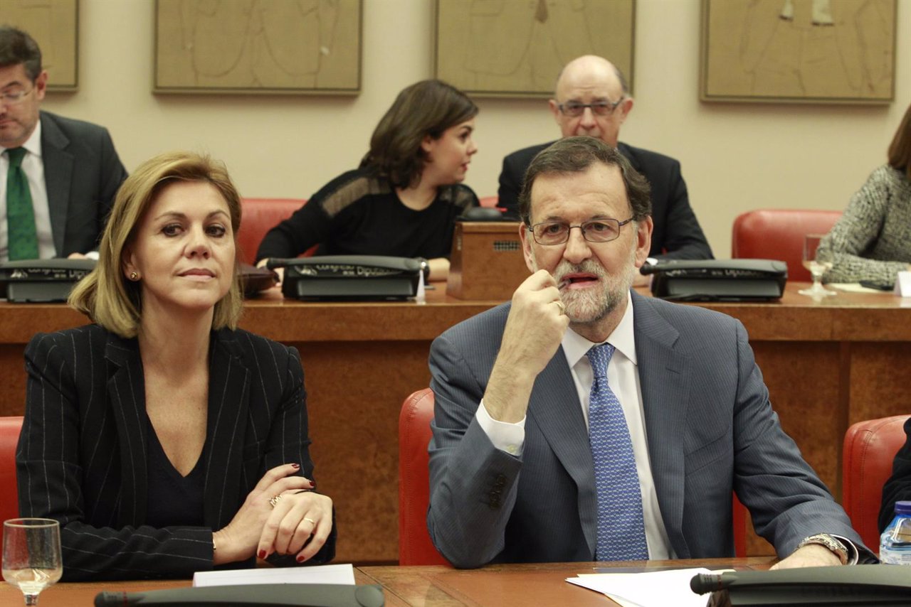 Rajoy en la reunión del Grupo Popular en el Congreso