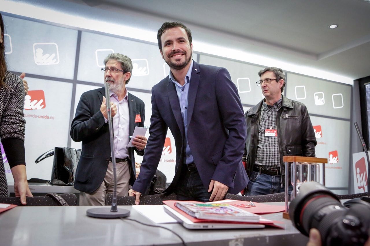 Alberto Garzón en la reunión del Comité Federal de IU, en enero de 2016