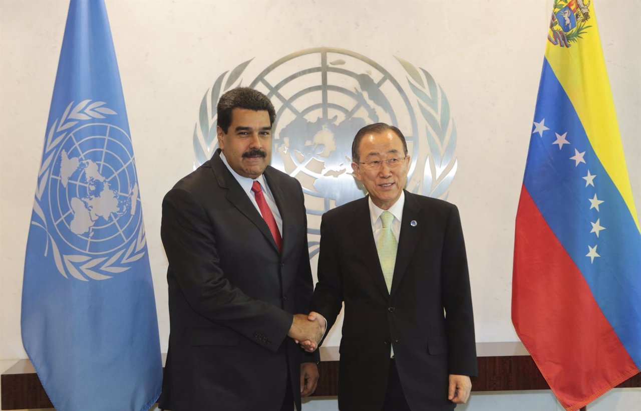 Secretario General ONU, Ban Ki-moon y el presidente de Venezuela, Maduro