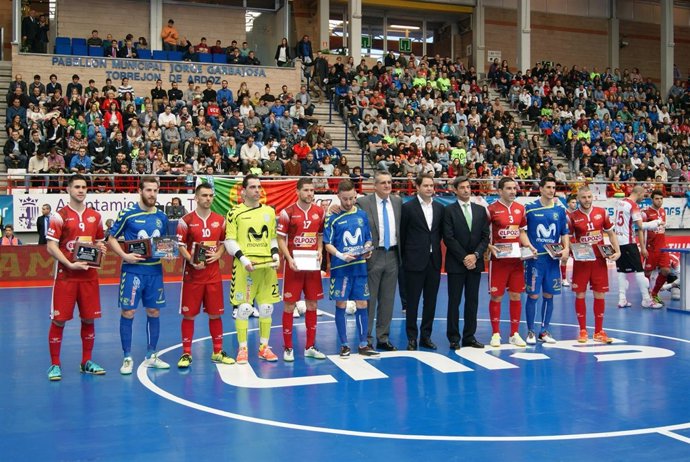 Homenaje campeones Europa selección española fútbol sala ElPozo Murcia Movistar 