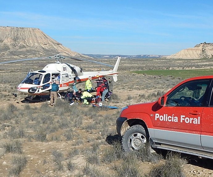 Una mujer ha sido evacuada en helicóptero tras accidentarse en las Bardenas