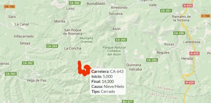 El Puerto de Lunada, cerrado por la nieve