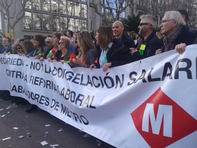 Manifestación de trabajadores del Metro de Barcelona