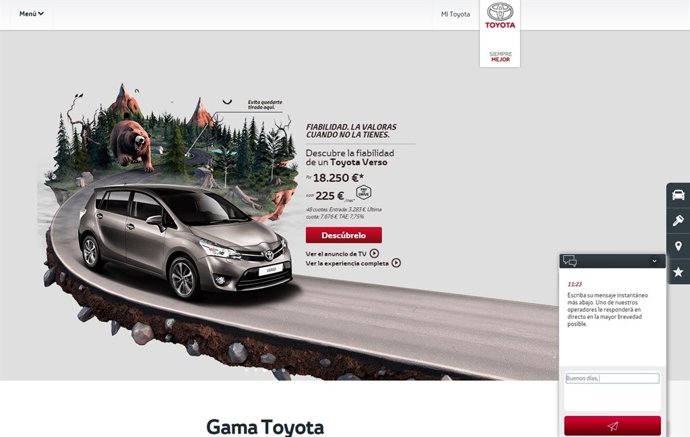 Visita virtual en la web de Toyota España