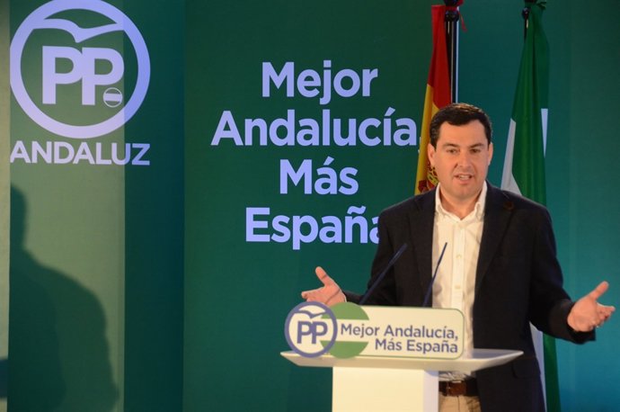 El presidente del PP-A, Juanma Moreno, en Antequera