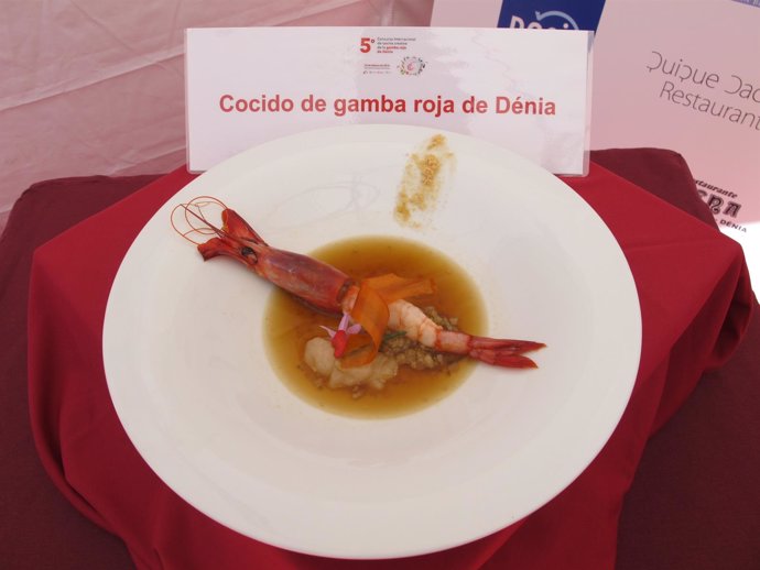 El plato ganador de Abad, "cocido de gamba roja de Dénia"