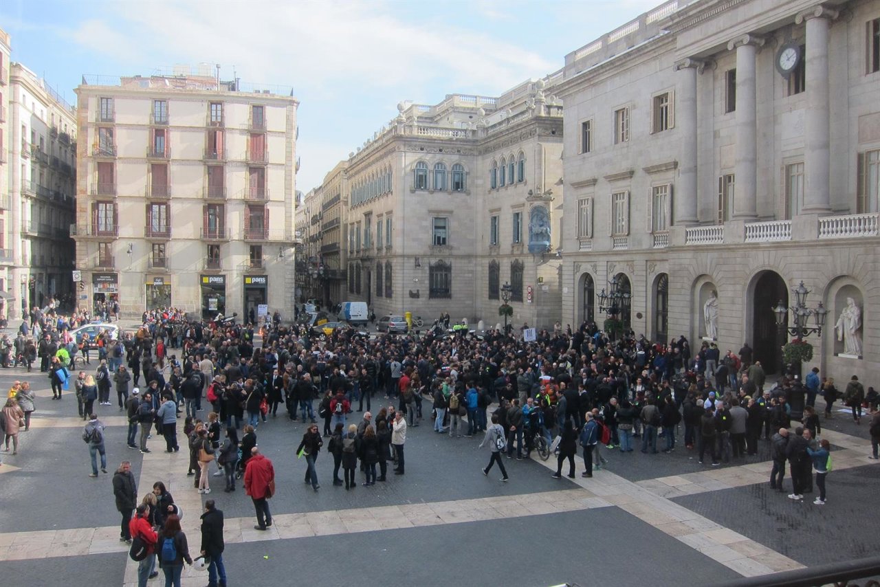 Manifestación de trabajadores de TMB en Barcelona