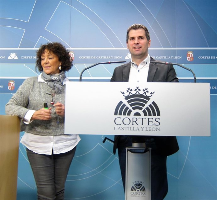 Mercedes Martín y Luis Tudanca en las Cortes