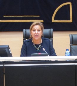 Rosa Valdeón, tras el Consejo de Gobierno. 