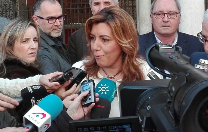 La presidenta de la Junta, Susana Díaz, este jueves en el Parlamento andaluz