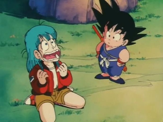 Bulma llora ante Goku en Dragon Ball