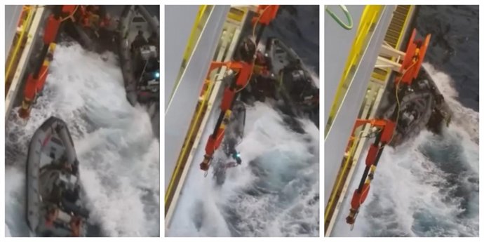 Activistas de Greenpeace embestidos por la Armada durante una protesta