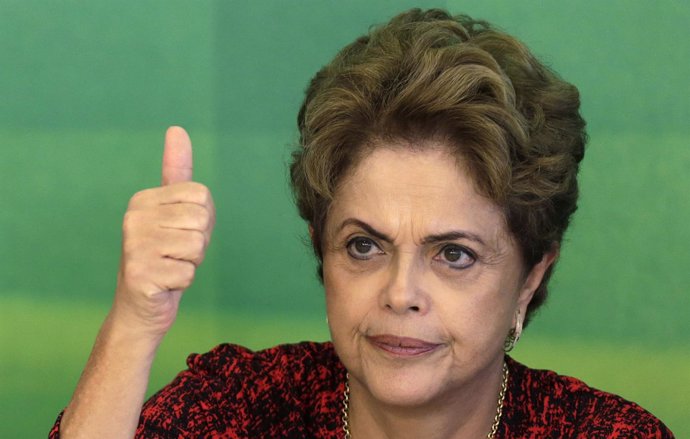 Brazil's President Rousseff gestures during a meeting with social movements at P