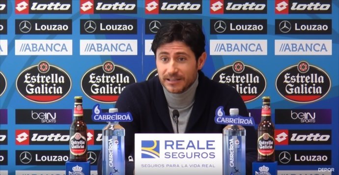 Víctor Sánchez del Amo, entrenador del Deportivo en rueda de prensa