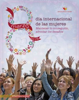 Cartel de la campaña de la Diputación de Cáceres por el 8 de marzo