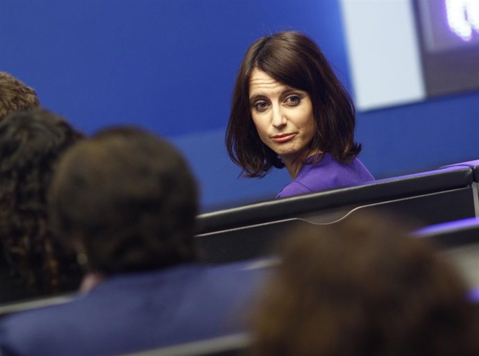 Andrea Levy en la sede del PP