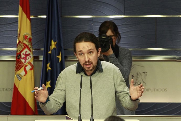Rueda de prensa de Pablo Iglesias tras reunirse con Pedro Sánchez