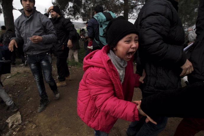 Protestas frontera Macedonia con Grecia de refugiados