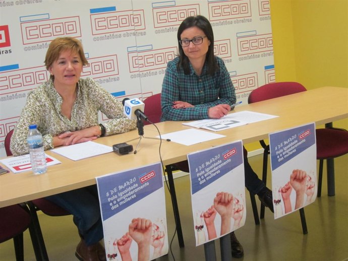 La secretaria de mujer de CC.OO., Mabel Pérez, y la economista Silvia Parga