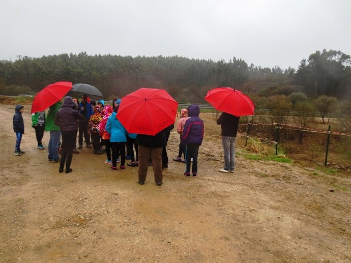 Visita de los escolares a los trabajos del proyecto