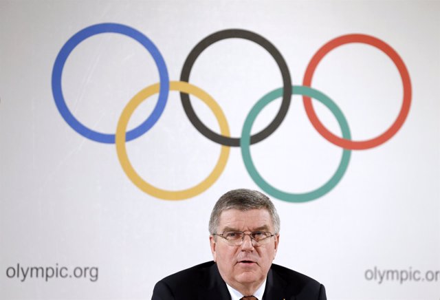 IOC President Bach addresses a news conference in Lausanne