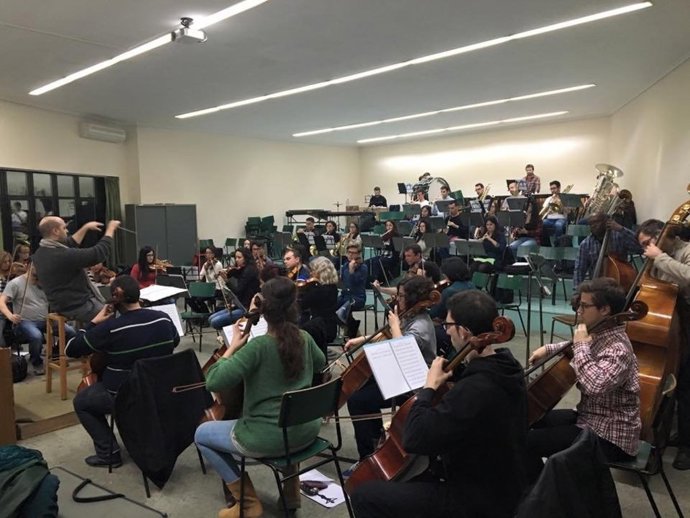 Los miembros de la Orquesta Sinfónica de la UCAM