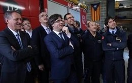 El presidente Puigdemont ha visitado las obras del parque de bomberos de Alp