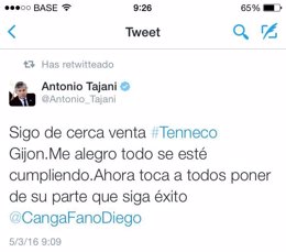 Tajani en Twitter