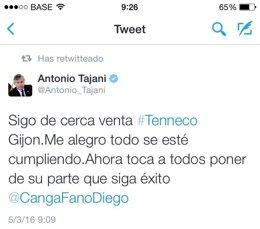 Tajani en Twitter