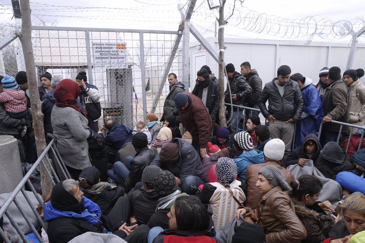 Inmigrantes y refugiados en Idomeni (Grecia), cerca de Macedonia