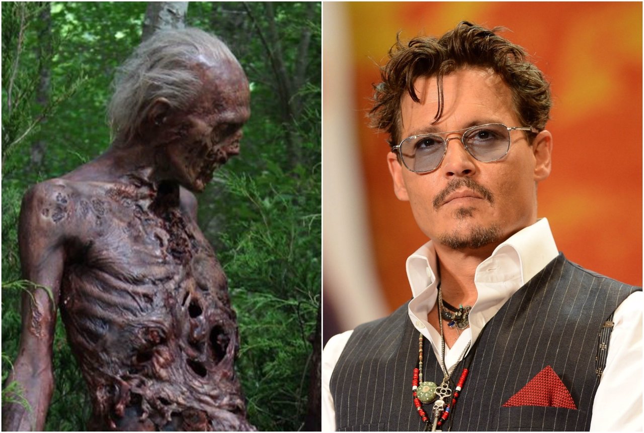 Un caminante y Johnny Depp en The Walking Dead