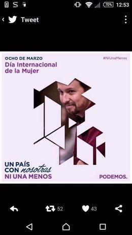 Pablo Iglesias lidera la imagen de Podemos por el Día de la Mujer