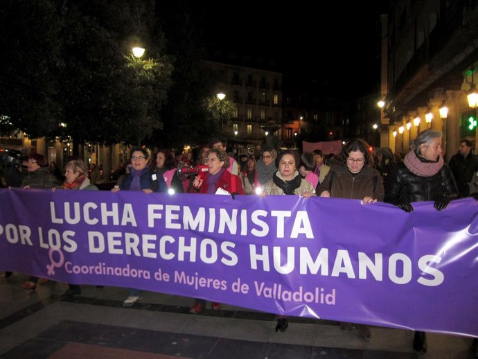 Cabeza de la manifestación celebrada en Valladolid por los derechos de la mujer.