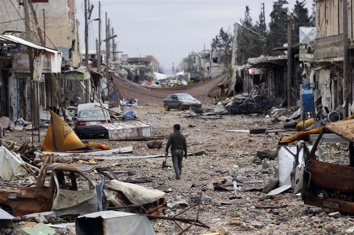 Kobani, devastada como consecuencia de la guerra civil de Siria