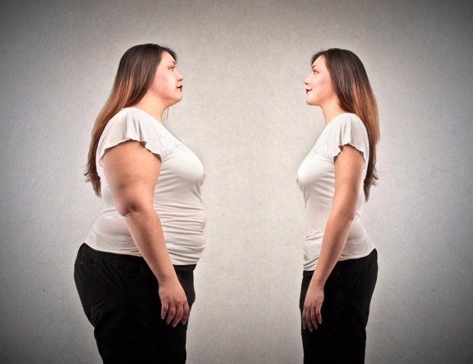 Mujer, gorda y delgada, anorexia 